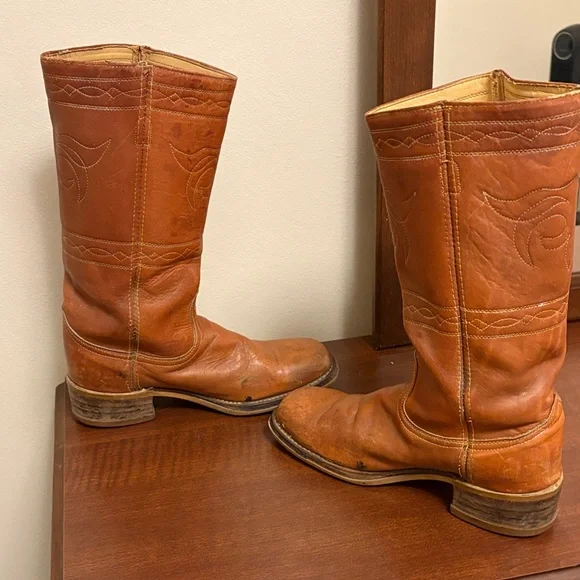 Vintage Sears Leather Cowboy Boots Men’s 11D Brown Western Made in USA - Picture 6 of 7